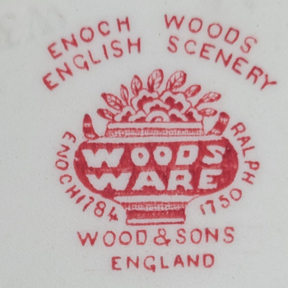 Enoch Wood's English Scenery Wood and Sons Pink Countryside Vegetable Bowl 7 in - Picture 4 of 10